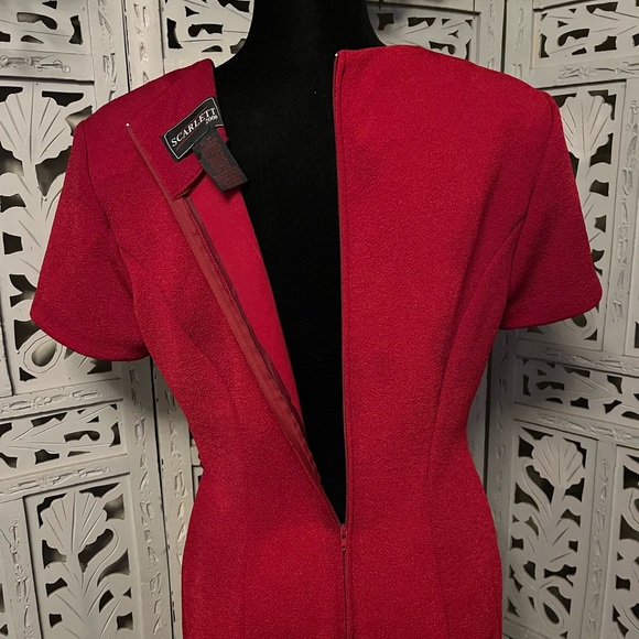 SCARLETT Daring dark red rose colored short sleeve semi formal maxi dress - Picture 10 of 11